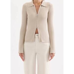 NEW NUDE LUCY betina zip front knit cardigan in mink